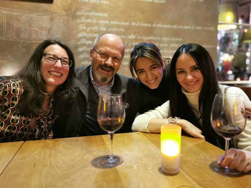 Post-conferenza con Gianni Francesetti, Ioanna Rizou e Tatiana Yevtushok, a Santiago (grazie Michele Cannavò per la foto)